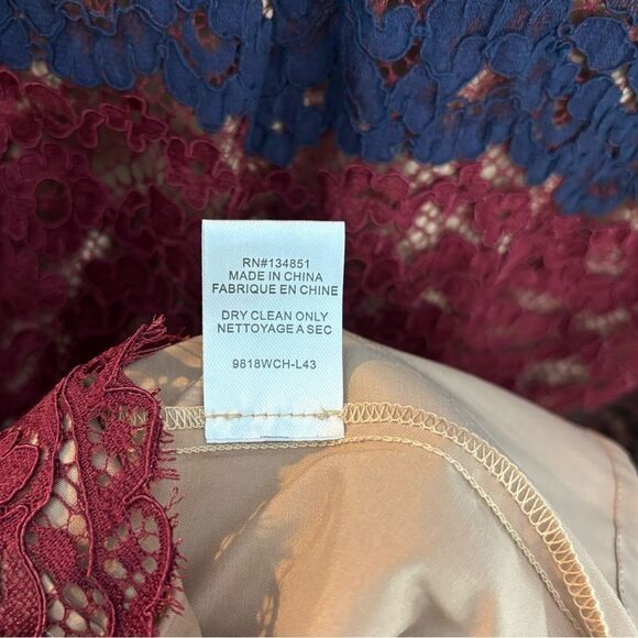 WAYF Dream Lover Fall Lace Striped Bell Sleeve Fit & Flare Mini Dress Size Large - Picture 8 of 12